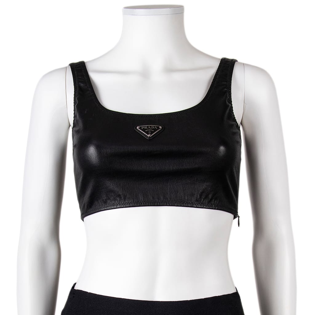 Prada Sleeveless Leather Crop Top