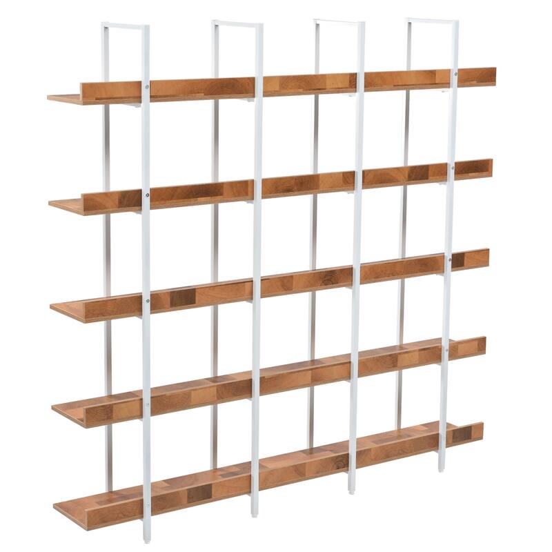 5 Tier Bookshelf Office Bookshelf Metal Frame MDF Board