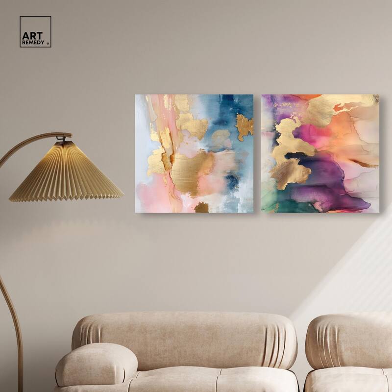 Gold Foil Set Canvas Set of 2 by Art Remedy, Gallery Wrapped