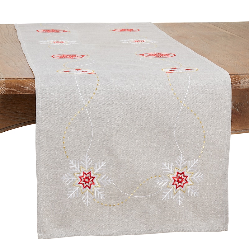 Table Runner With Embroidered Ornaments - 16"x90"
