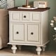 preview thumbnail 37 of 116, Wood NightStand with Metal Handle Antique White/1-Piece - 2-drawer
