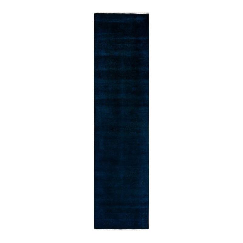 Fine Vibrance, One-of-a-Kind Hand-Knotted Runner Rug - Purple, 3' 1" x 12' 6" - 3' 1" x 12' 6"