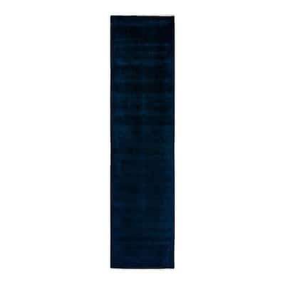 Fine Vibrance, One-of-a-Kind Hand-Knotted Runner Rug - Purple, 3' 1" x 12' 6" - 3' 1" x 12' 6"