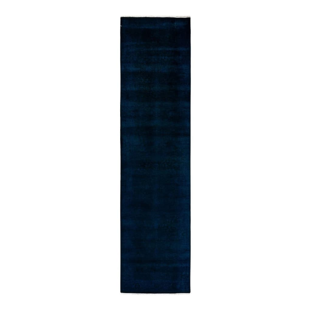 Fine Vibrance, One-of-a-Kind Hand-Knotted Runner Rug - Purple, 3' 1" x 12' 6" - 3' 1" x 12' 6"