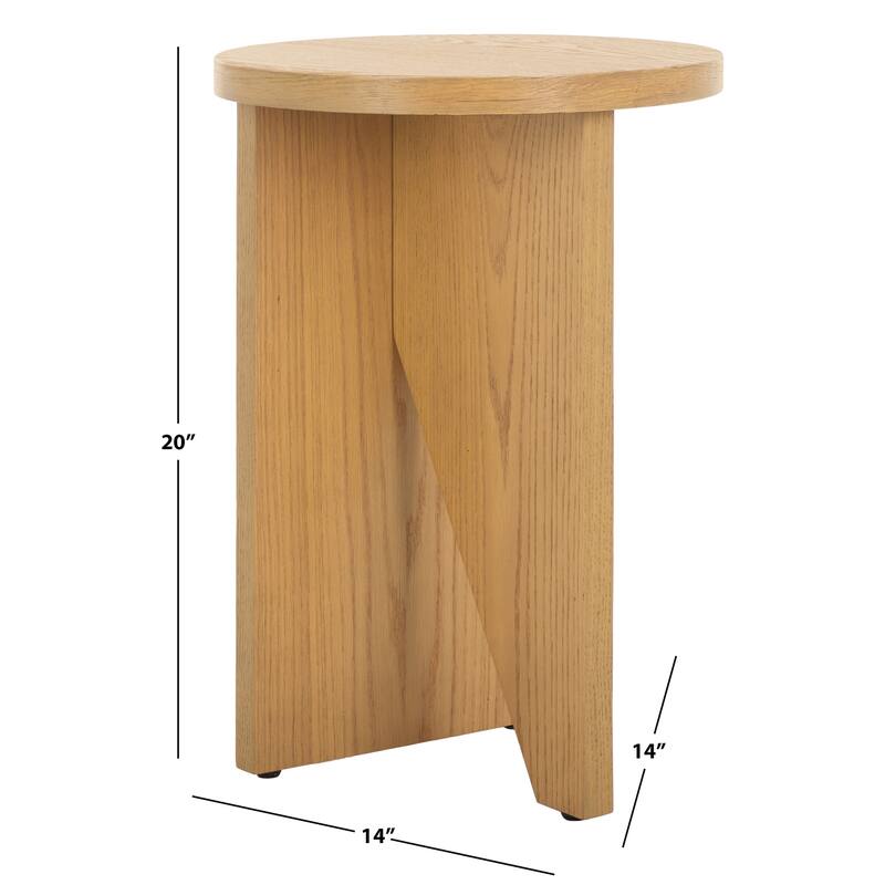 SAFAVIEH Couture Bonaclara Wood 2 Leg Table. - 14Wx14Dx20H - Natural.