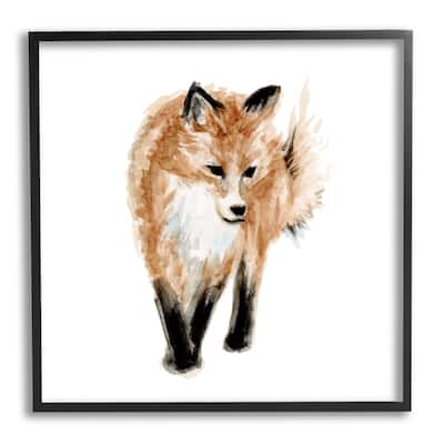Stupell Red Fox Watercolor Painting Kids' Nursery Wild Animal Framed Wall Art - Brown