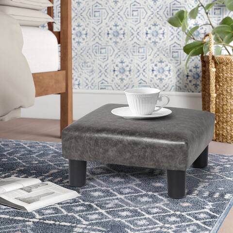 Adeco Small Footstool PU Leather Ottoman Square Footrest Stool Modern