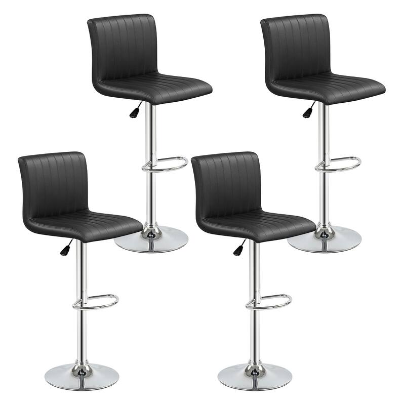 Gymax Bar Stools Set of 4 Adjustable Swivel Barstools w/Back & - Adjustable - Black - Set of 4