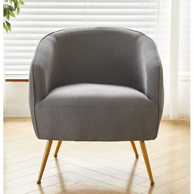Smooth Corduroy Design Luxury Elegance Modern Channel Chair with Corduroy Material with Gold Metal Legs