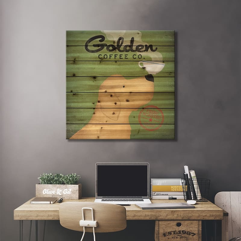 Golden Coffee Co. Print On Wood by Ryan Fowler - Multi-Color