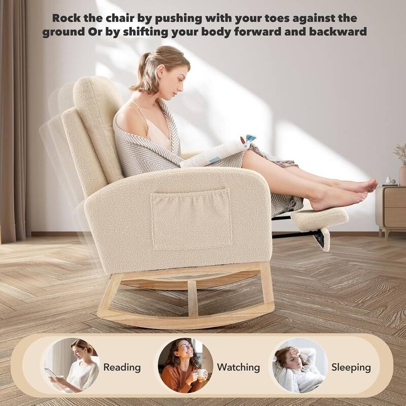 Rocking Chair for Living Room, Bedroom, Garden with Foot Rest - 1PC