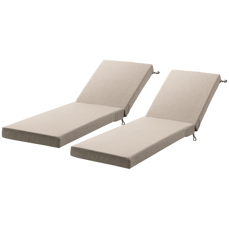 Pocassy 71x22In Outdoor Chaise Lounge Cushions with Zipper - Beige Cushion - 2 Set Cushion