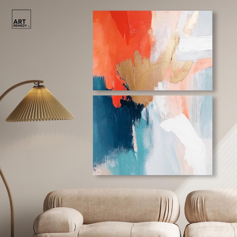 Orange Infusion I Canvas Set of 2 by Art Remedy, Gallery Wrapped