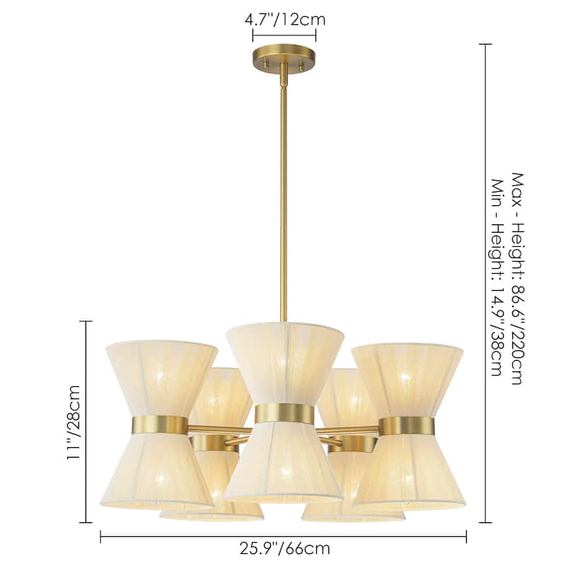 10-Light Farmhouse Boho Sputnik Hourglass Ivory Rope Handwoven Fabric Chandelier for Dining Room