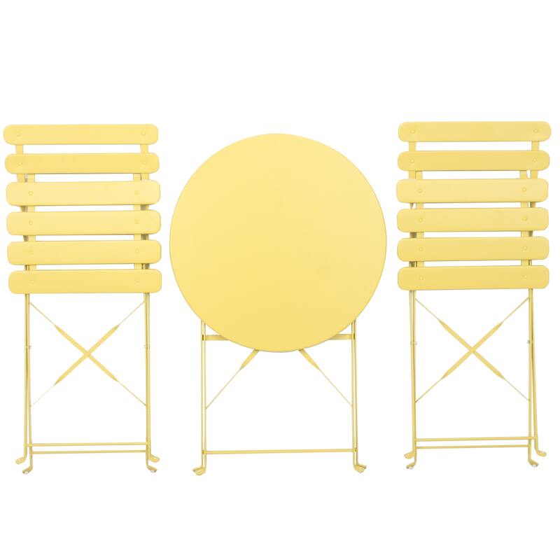 3 Pieces Patio Bistro Balcony Metail Chair Table - Chair:16.5"L * 18.1"W * 32.6"H