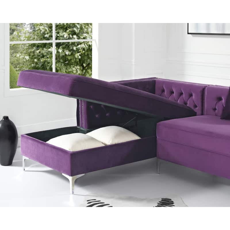 Dante Velvet Chaise Sectional Sofa