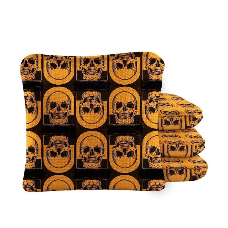 Skull Orange Dual Sided Cornhole Bags