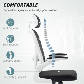 HOMCOM Ergonomic Office Chair With Flip-up Arms & Headrest - Mesh Desk Chair Adjustable - View #4