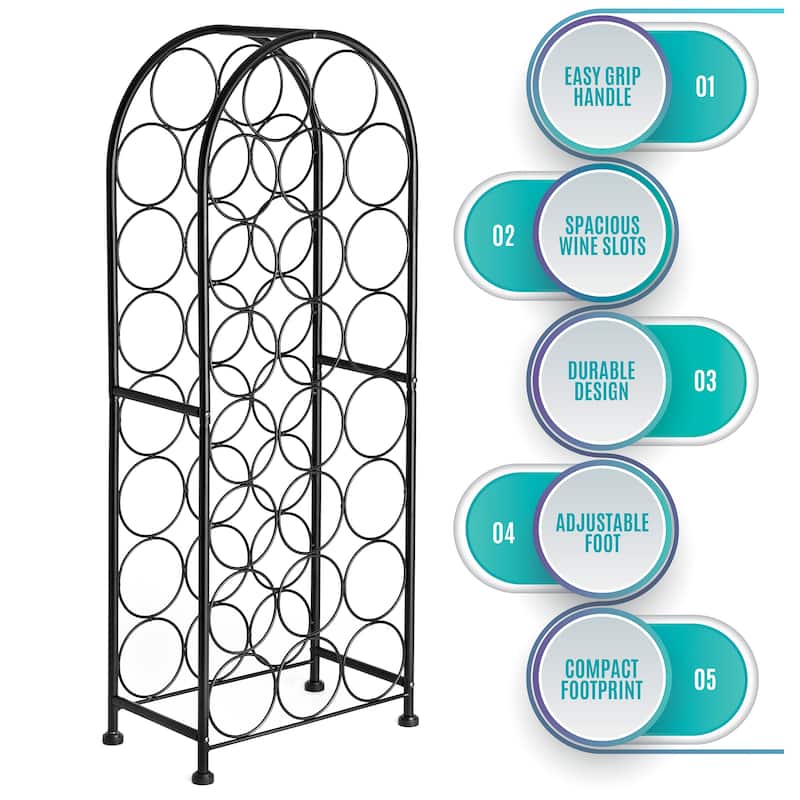 Sorbus Bordeaux Chateau Wine Rack, Holds 23 Bottles French Style - 7.25" L x 12" W x 33" H