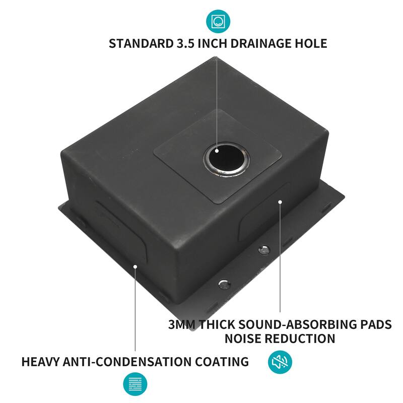 Drop-in 16 Gauge Single Bowl Stainless Steel Kitchen Sink in Gunmetal Black