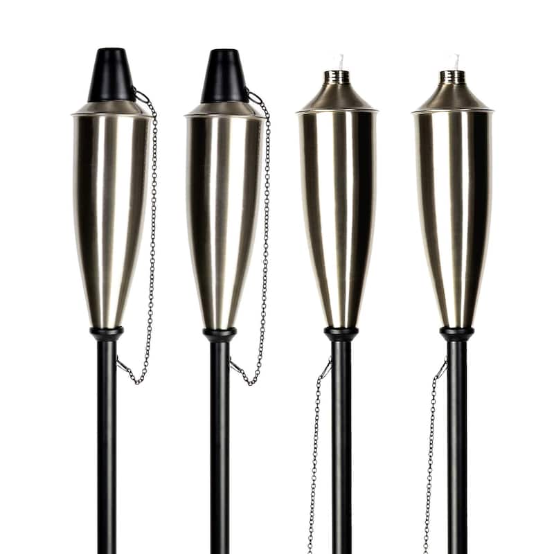 Deco Home Set of 4 Garden Tiki Torch Citronella Metal Outdoor Torch - 60inch