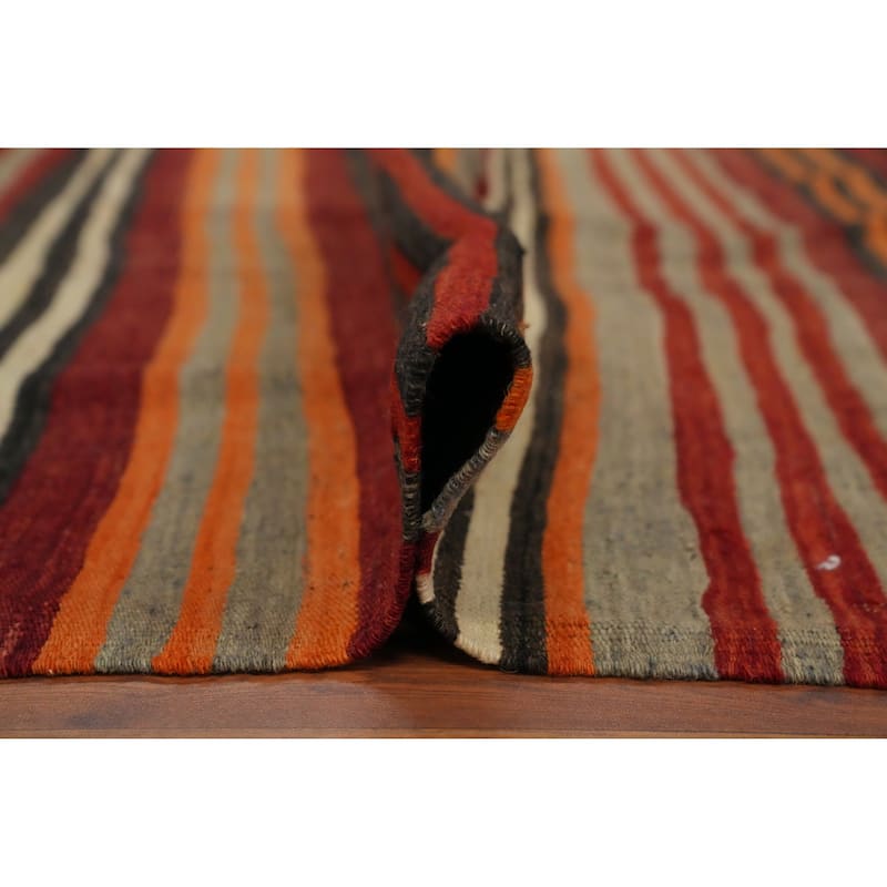 Hand Woven Oriental 100% Wool Carpet Southwestern Geometric Multi-Colored Kilim Area Rug - 9' 1'' X 5' 4''