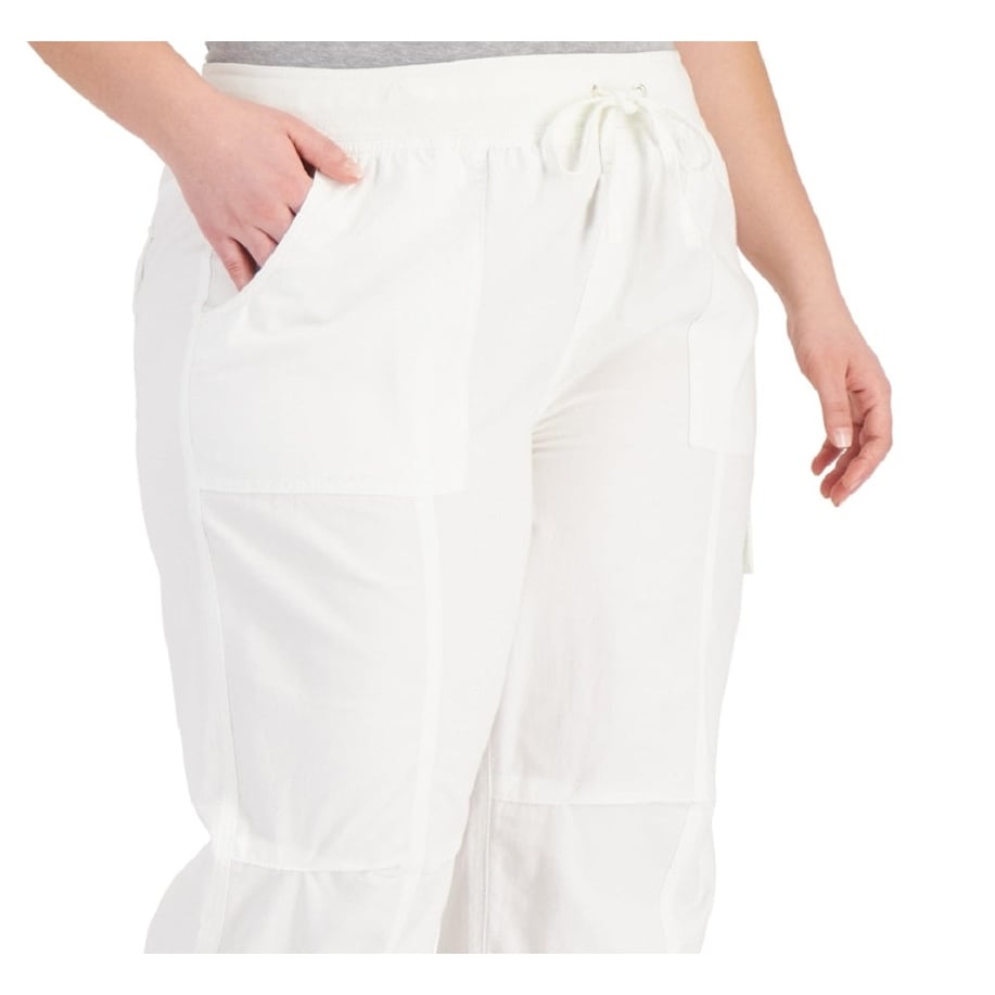 Tommy Hilfiger Women's Plus Alton Cargo Pants White Size 2X Bed