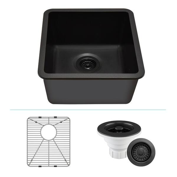 slide 2 of 37, Lexicon Drop-In Quartz 16 Inch Single Bowl Kitchen Sink Kit
