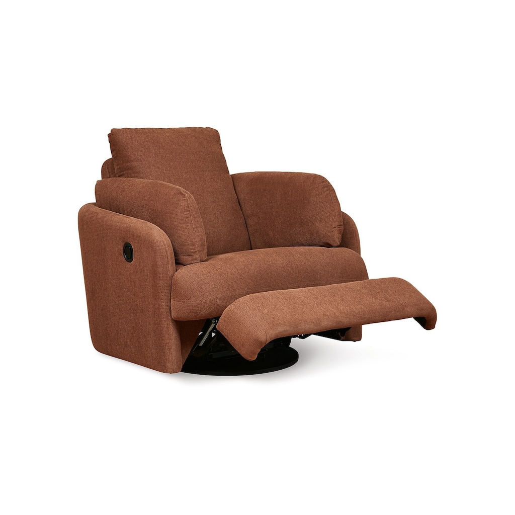 Meso Swivel Manual Glider Recliner Chair, Orange Nuvella Polyester