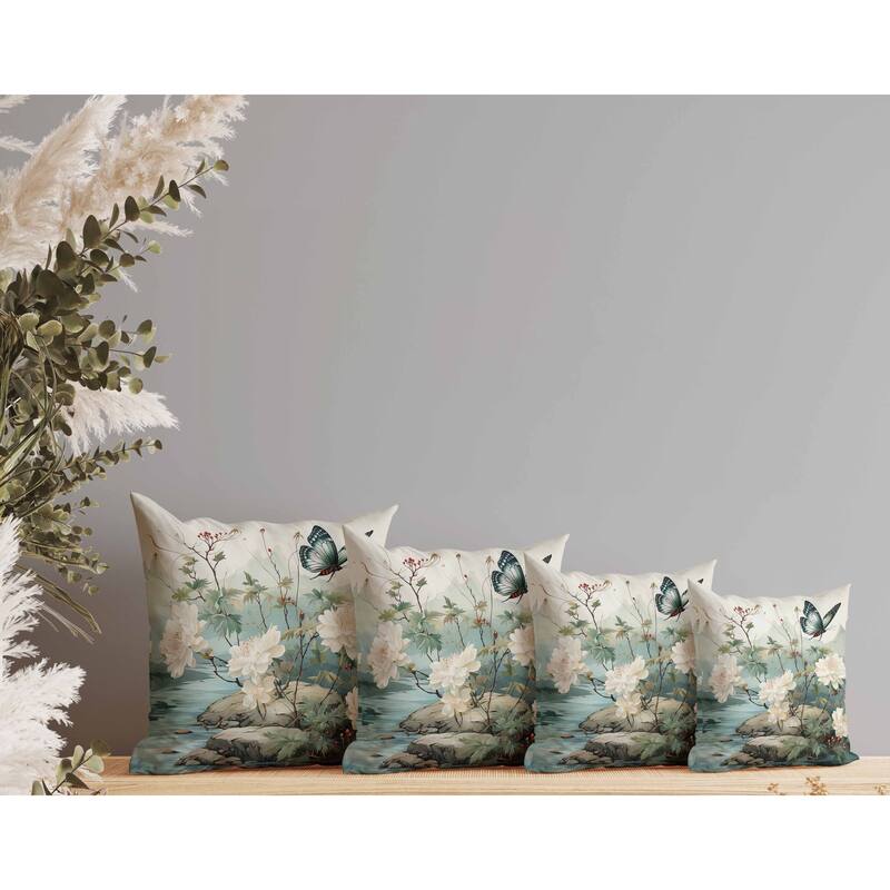 Butterfly Crest Ridge Indoor/Outdoor Reversible Throw Pillow Lime and Green