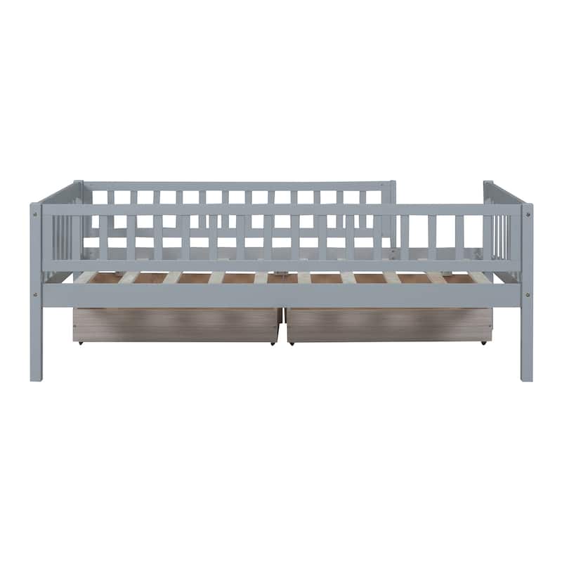 Twin Size Daybed Wood Bed with Two Drawers