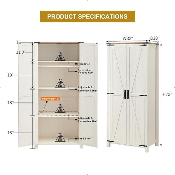 dimension image slide 1 of 4, Farmhouse Storage Cabinet, Armoire, Rustic Pantry, Versatile Storage