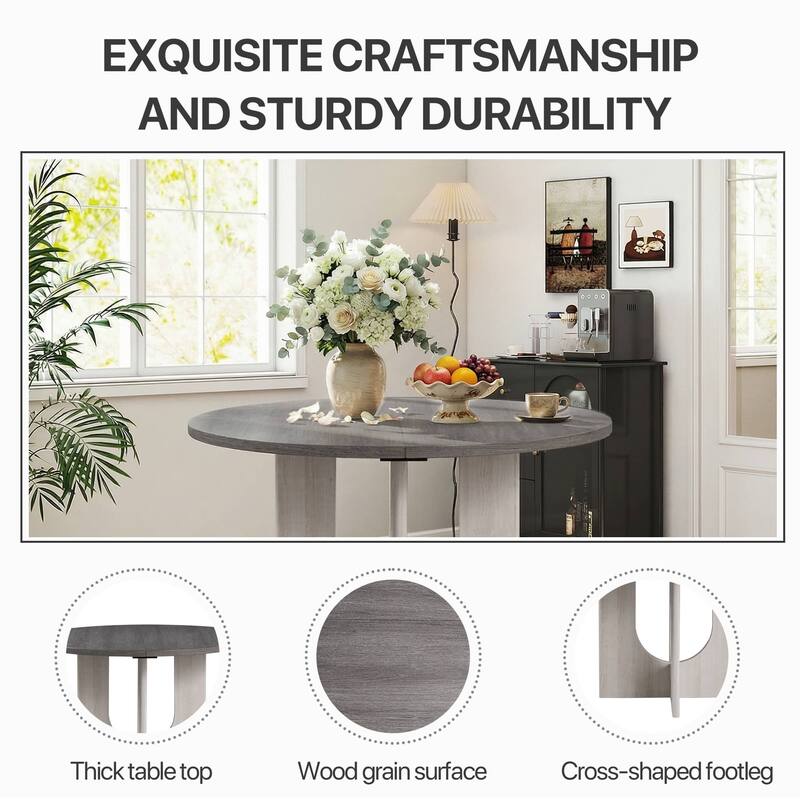 Rossetta 5-Piece Contemporary Transitional Style Dining Set with X-Crossed Base Round Table and 4 Upholstered Fabric Chairs