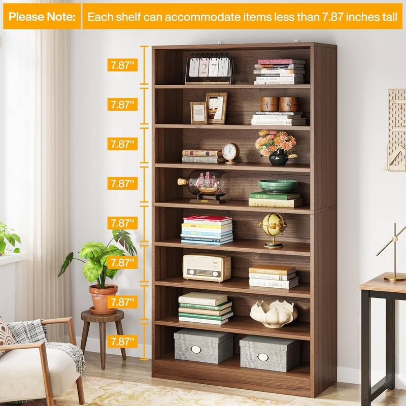 Bookcase, Open Display Storage Shelf, Organizer Cabinet Bookshelf Accent Shelving for Living Room, Home Office, Library, Bedroom