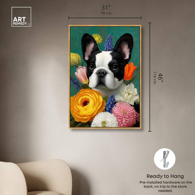 Secret Garden Frenchie Canvas by Art Remedy