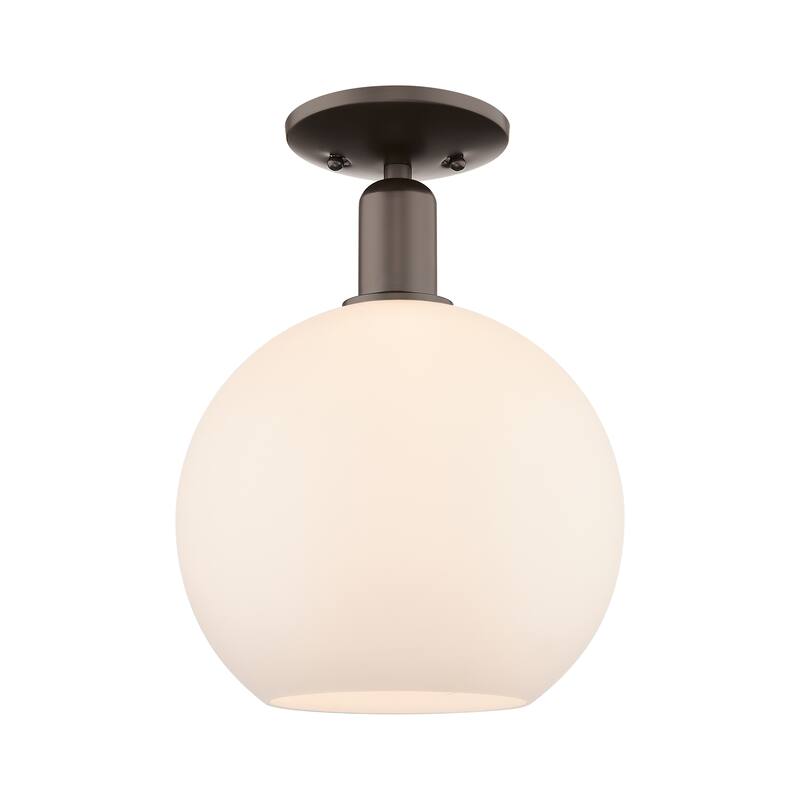 Innovations Lighting Endless Possibilities Arcadia - Athens - 1 Light 10" Semi-Flush Mount - Oil Rubbed Bronze/Matte White