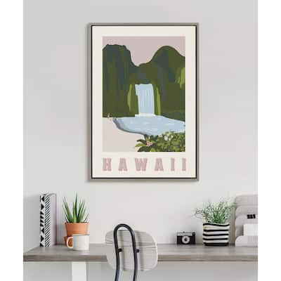 Kate and Laurel Sylvie Travel Poster Hawaii Framed Canvas by Chay O.