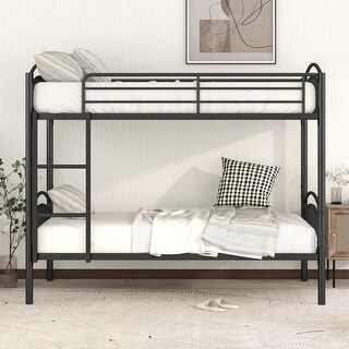 Twin Bunk Bed wHeadboard, Ladder, Guardrail - Convertible into 2 Beds