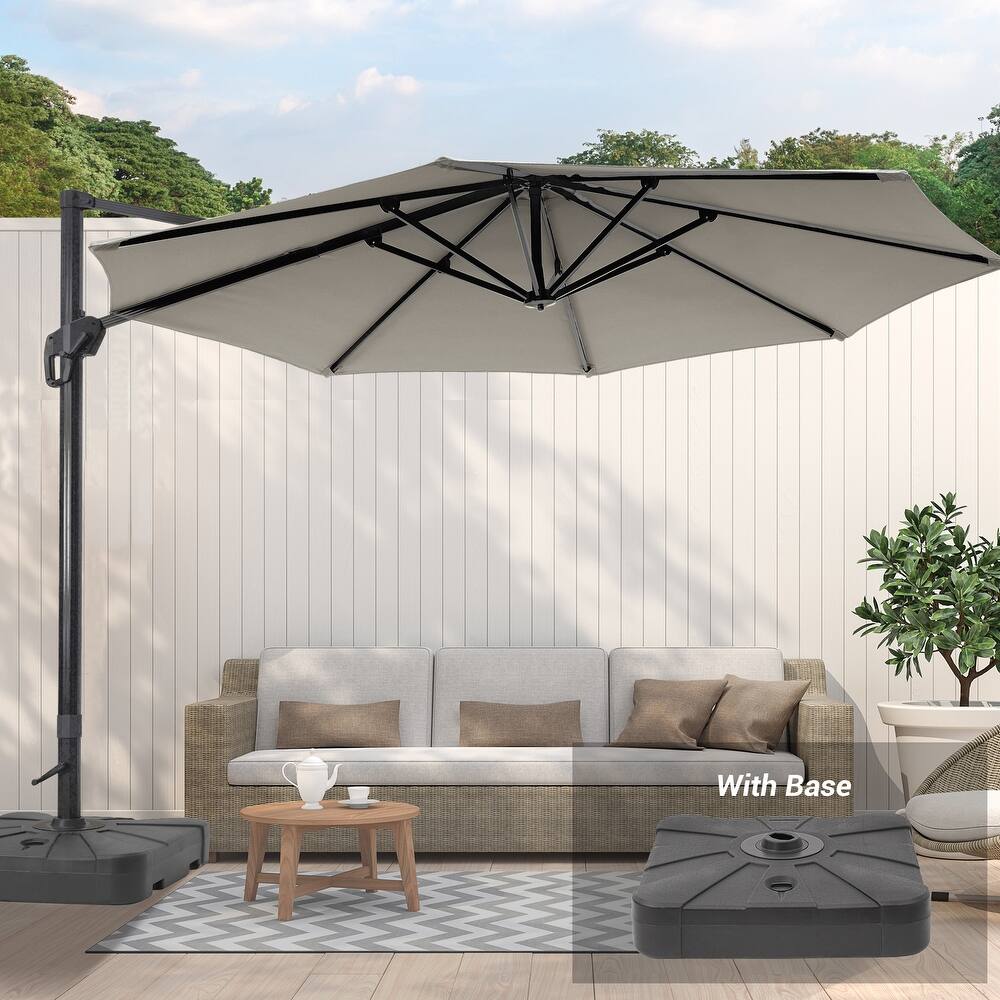 LIVOOSUN 11ft Patio Offset Umbrella Cantilever Umbrella with Base