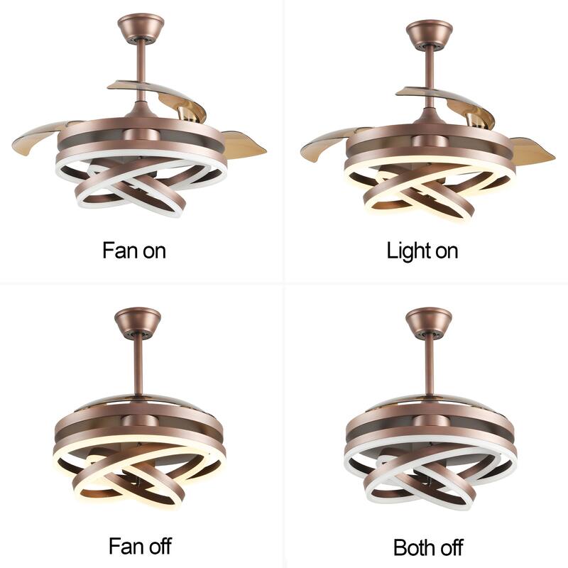 Oaks Aura 42in. DIY Shape Retractable Ceiling Fan With Lights, 6-Speed Latest DC Motor Color Changing Remote Control Ceiling Fan