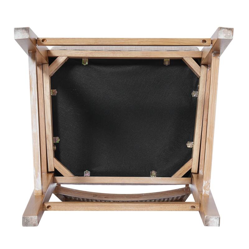 Christopher Knight Home - French Country Wood & Rattan Counter Stools with Upholstered Seat and Arms - Set of 2