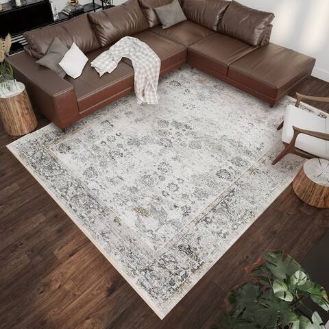 Addison Sterling Distressed Border Power Loomed Area Rug