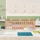preview thumbnail 21 of 38, Safe Play Area, Full Size Wooden Floor Bed Frame with Fence and Door, Open Design Low Bed for Kids, Without Slats Natural - Full