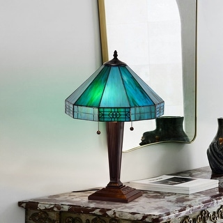 Maeve Tiffany-style 2-light Turquoise Table Lamp - On Sale Maeve Tiffany-style 2-light Turquoise Table Lamp - On Sale