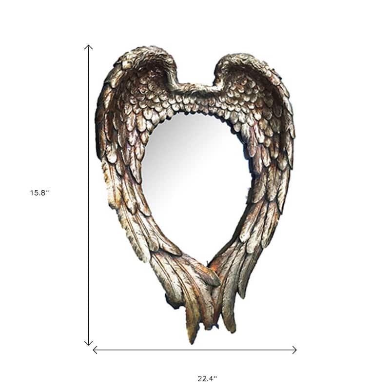 HomeRoots 22" Antiqued Gold Heart Resin Framed Accent Mirror - 22.4