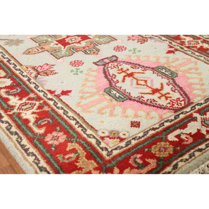 Hand Knotted Oriental 100% Wool Carpet Transitional Geometric Green Khotan Area Rug - 5' 1'' X 3' 1''