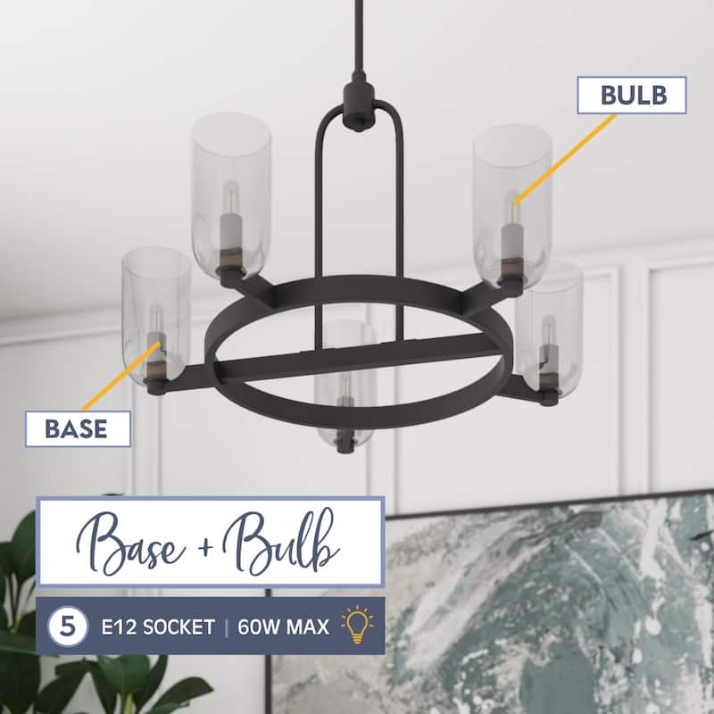 Prominence Home Hansley 5-Light Matte Black Chandelier with Clear Glass - 25.5