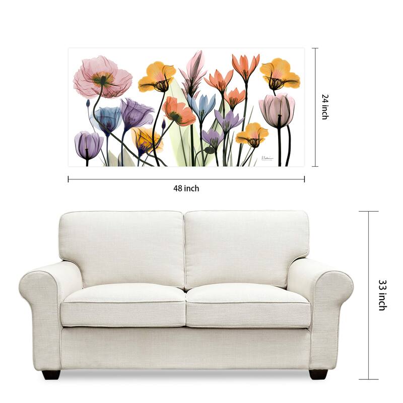 "Flowerscape Portrait" Frameless Free Floating Tempered Glass Panel Graphic Wall Art