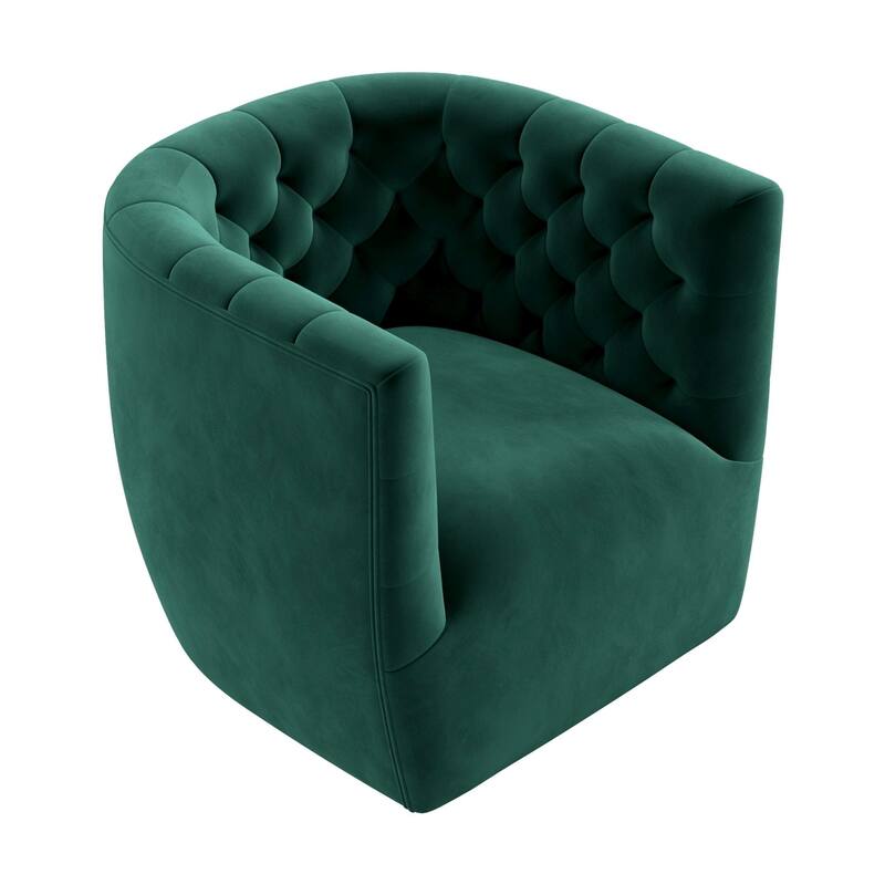 GDFStudio - Delaney Modern Velvet Swivel Chair with Tufted Back & Solid Wood Base - 28"W