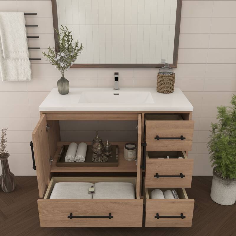 Victoria 42'' R Drawer Freestanding Vanity with Reinforced Acrylic Sink - 41.5